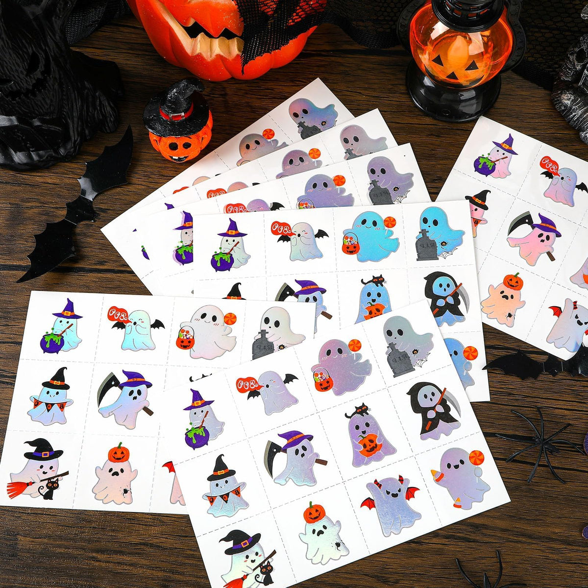 JUNEBRUSHS 120 Pcs Halloween Glitter Temporary Tattoos