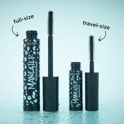 tarte maneater waterproof mascara – Extreme Curl, Instant Volume & Length, 16HR Ultra-Creamy Longwear Eye Makeup, Cruelty-Free, full size, black