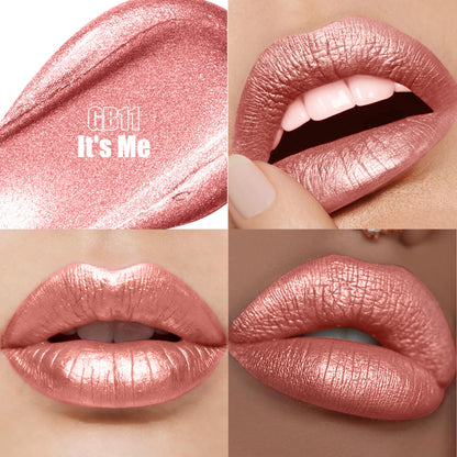 Nude Metallic Lipstick and Lip Liner Combo Glitter Lipsticks for Women