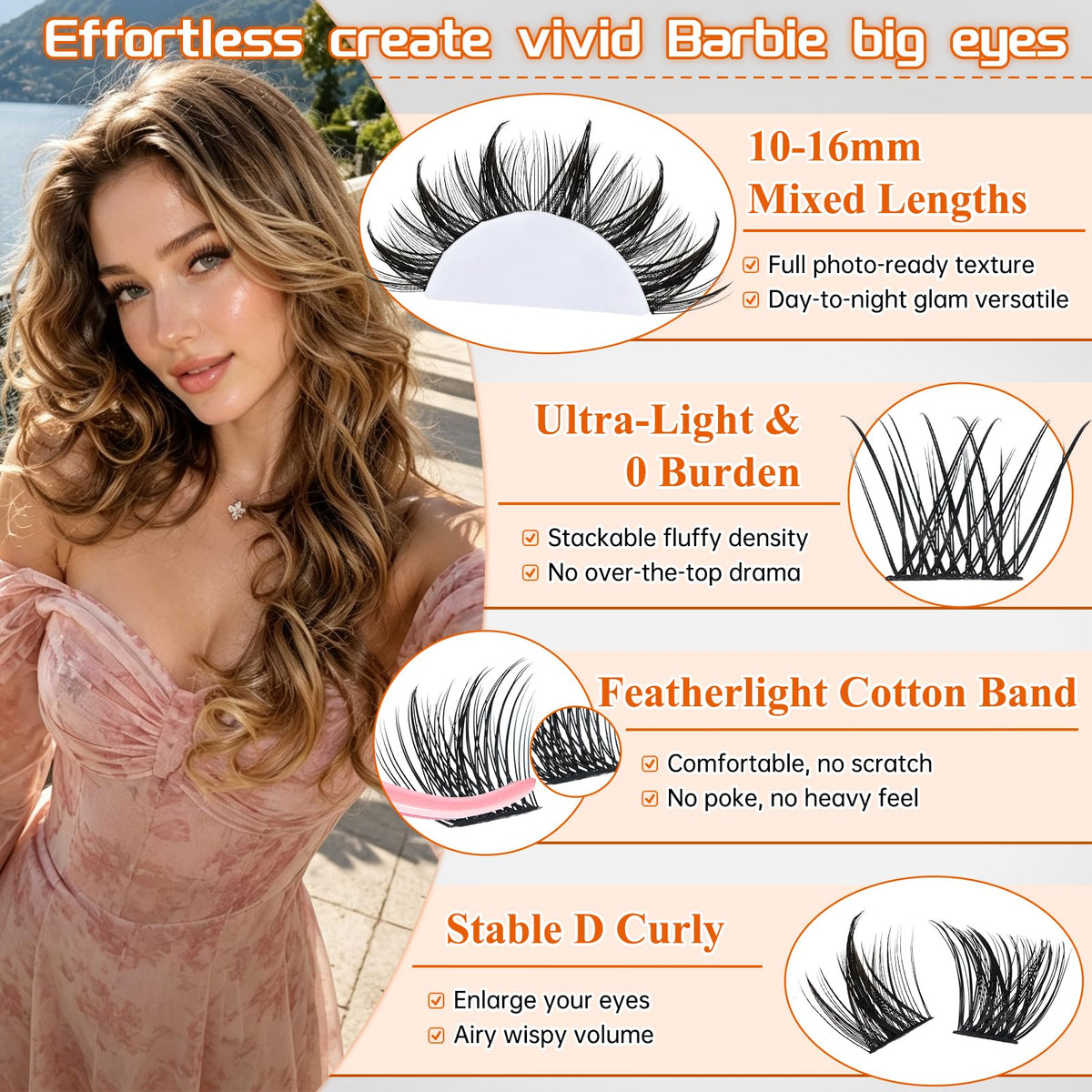 Lash Clusters 4 Style Wispy Lashes Clusters Eyelash Clusters Pestañas Postizas Naturales Cluster Eyelash Extensions Cluster Lashes Soft False Eyelashes Natural Look(W02+W04+W05+W06 Lash Only)