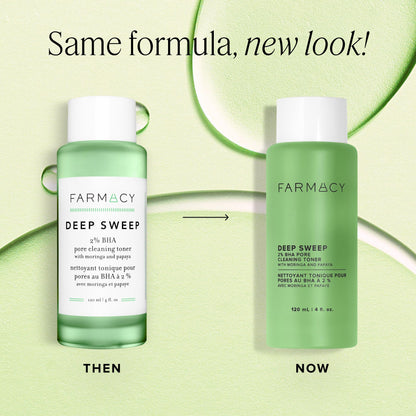 Farmacy 2% Salicylic Acid Toner for Face - Deep Sweep BHA Liquid Exfoliant + Pore Cleaner - Controls Oil, Gently Exfoliates + Refines Pores - Skin Care for Combo, Oily + Blemish-Prone Skin - (120ml)