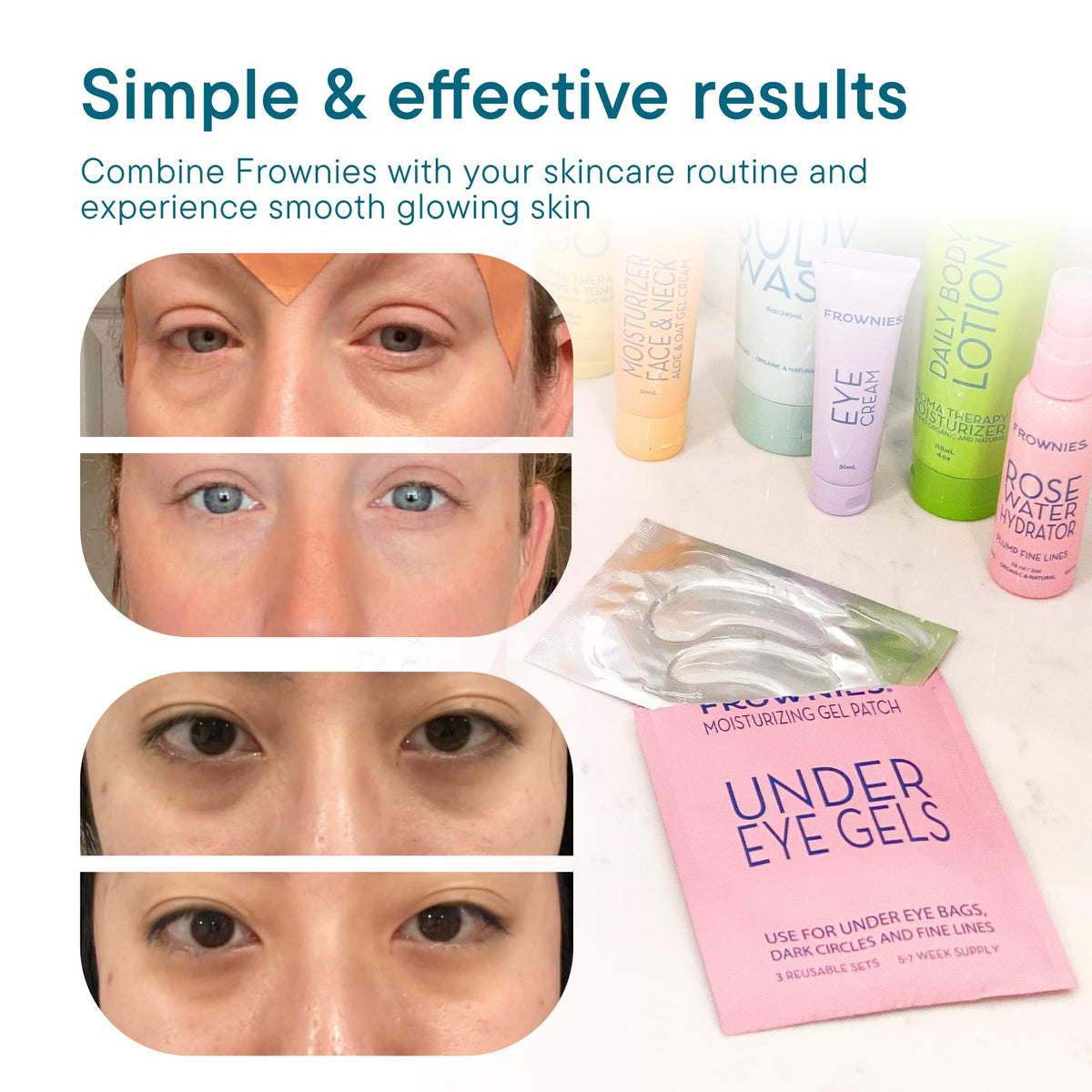 Frownies Cactus Collagen Under Eye Gels, 3 Sets