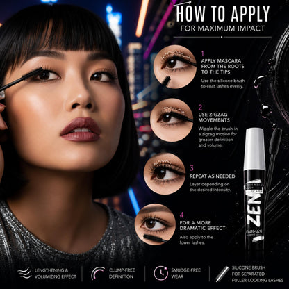 Farmasi Zen Extension Lash Mascara, Volumizing, Lengthening, Blackest