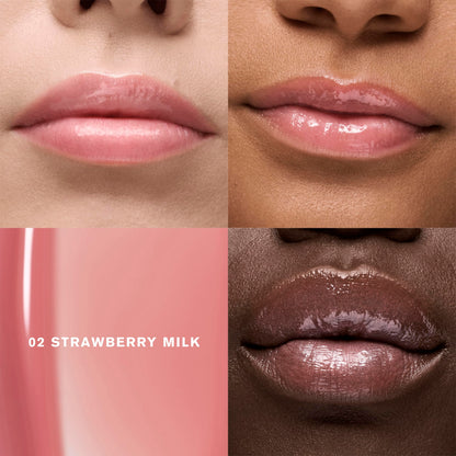 Estée Lauder Glossy Pout Lip Oil | Plumping & Moisturizing with a Sheer Tint | Includes Hyaluronic Acid + Vitamin E, 02 Strawberry Milk