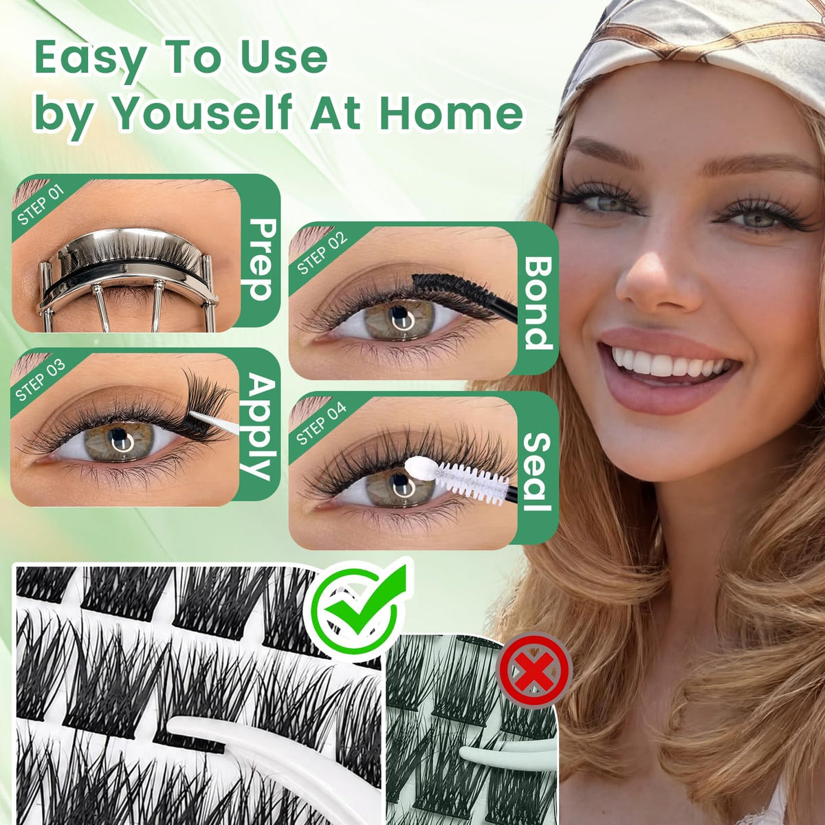 Onweave Lash Clusters Kit, Wispy Cluster Lashes 8-16mm, Soft Thin Band Individual Eyelash Extensions with Bond Seal Remover & Tweezers, Natural Volume DIY Lash Extension Enchantress Kit
