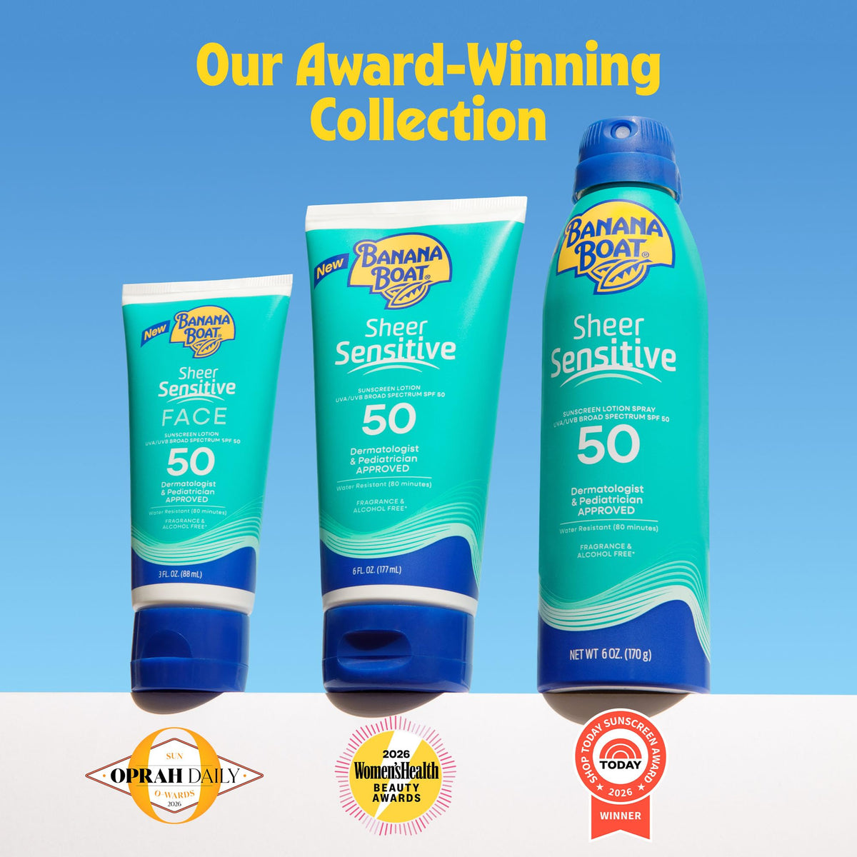 Banana Boat Sheer Sensitive Sunscreen Spray SPF 50, 6 Oz