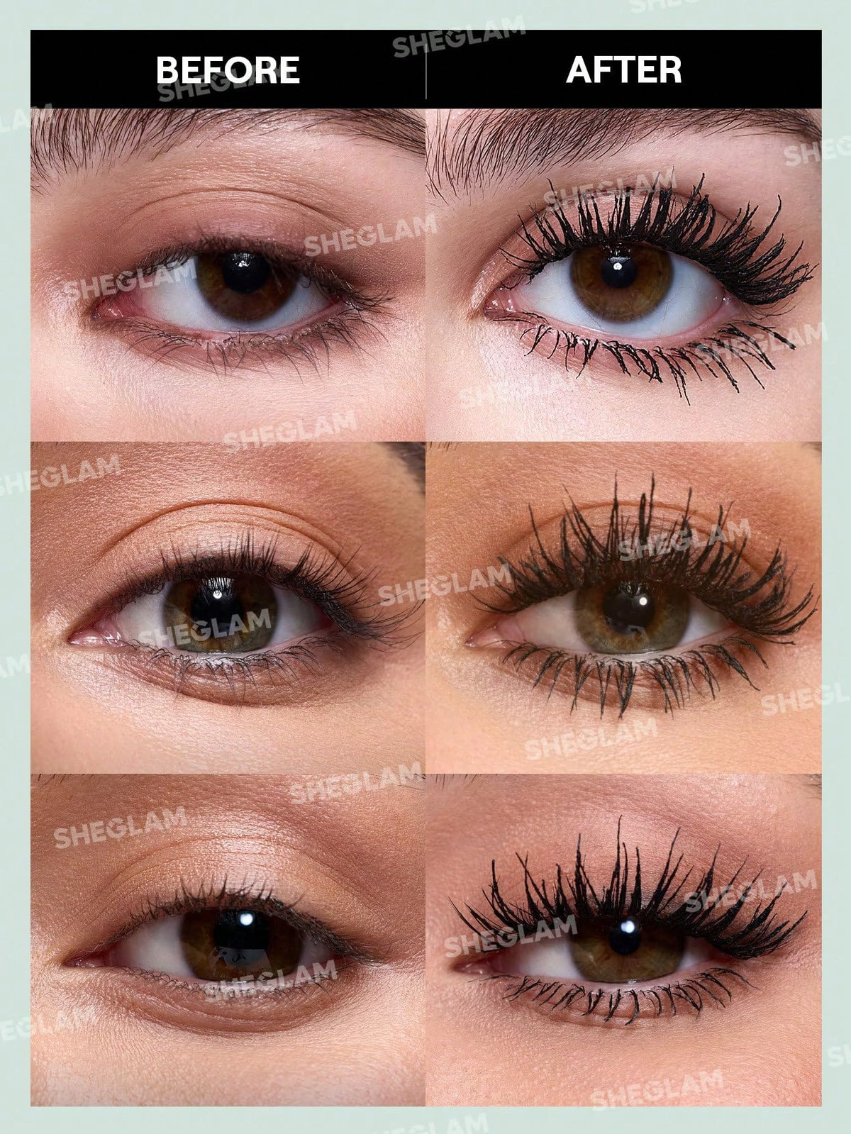 SHEGLAM 2 In 1 Black Volume and Length Waterproof Mascara Long Lasting Dual-Ended Tubing Eye Makeup