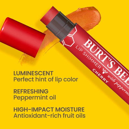 Burt's Bees 100% Natural Moisturizing Lip Shimmer, Cherry - 1 Tube