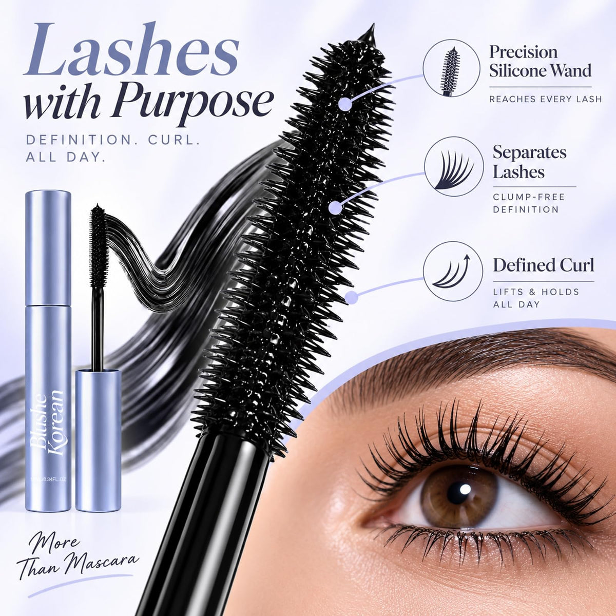 Blushe Korean Lash Serum Mascara, New Upgrade Blush Korean Mascara (1Pc)