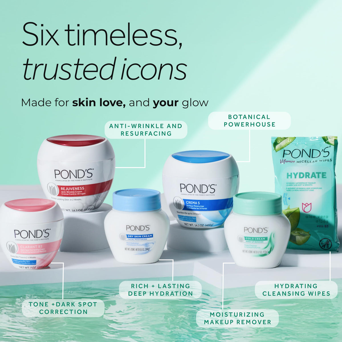 POND’S Dry Skin Cream, Deep Hydration Face Moisturizer for Radiant Skin, Dermatologist Tested, Non-Comedogenic, 10.1 oz, 3 Pack