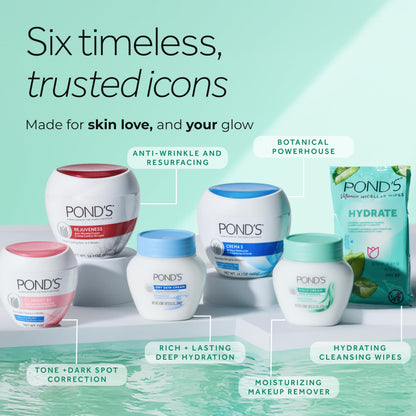 POND’S Dry Skin Cream, Deep Hydration Face Moisturizer for Radiant Skin, Dermatologist Tested, Non-Comedogenic, 10.1 oz, 3 Pack