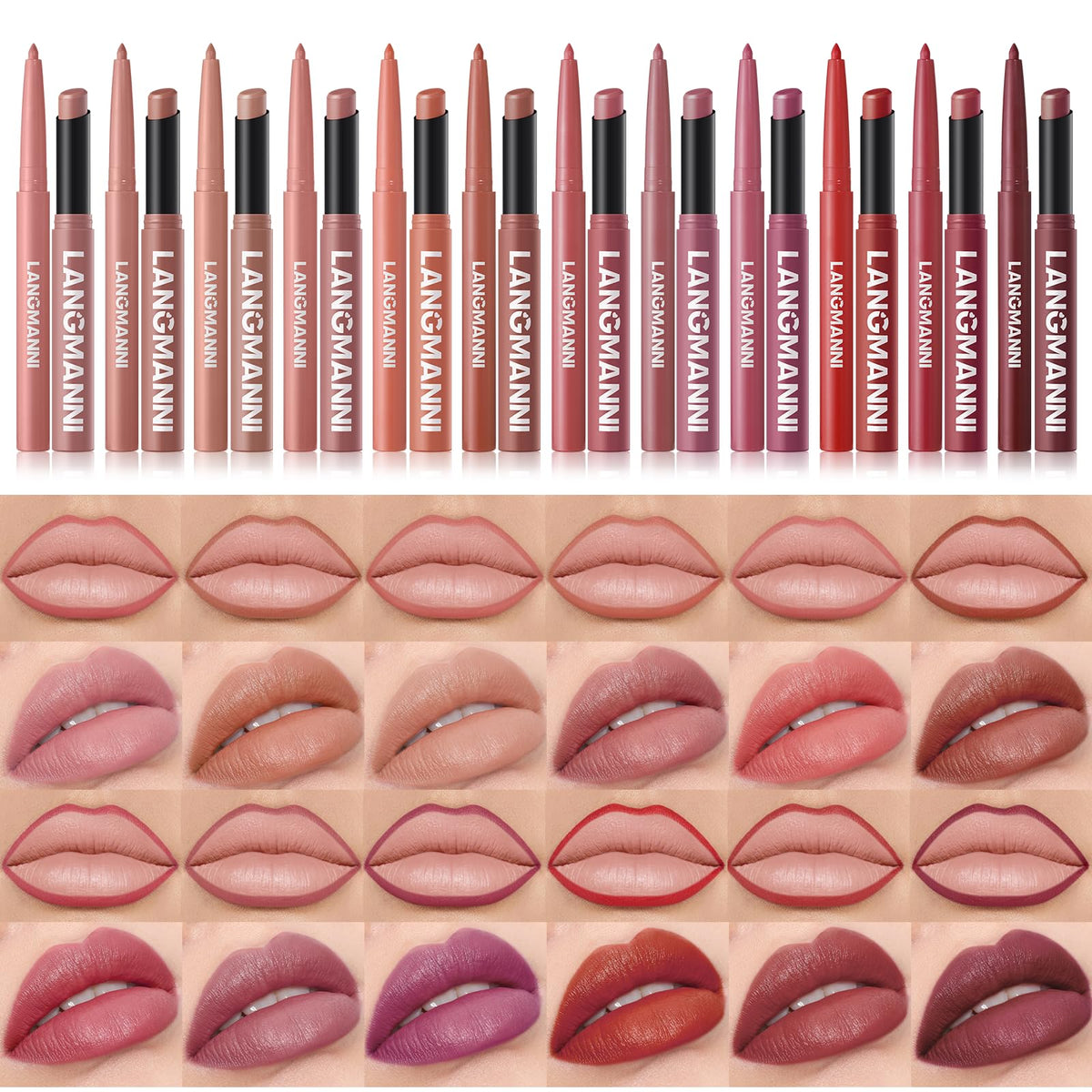Jolilab 12Pcs Lip Makeup Set, 6 Lip Liners + 6 Matte Lipsticks, Rich ColorB