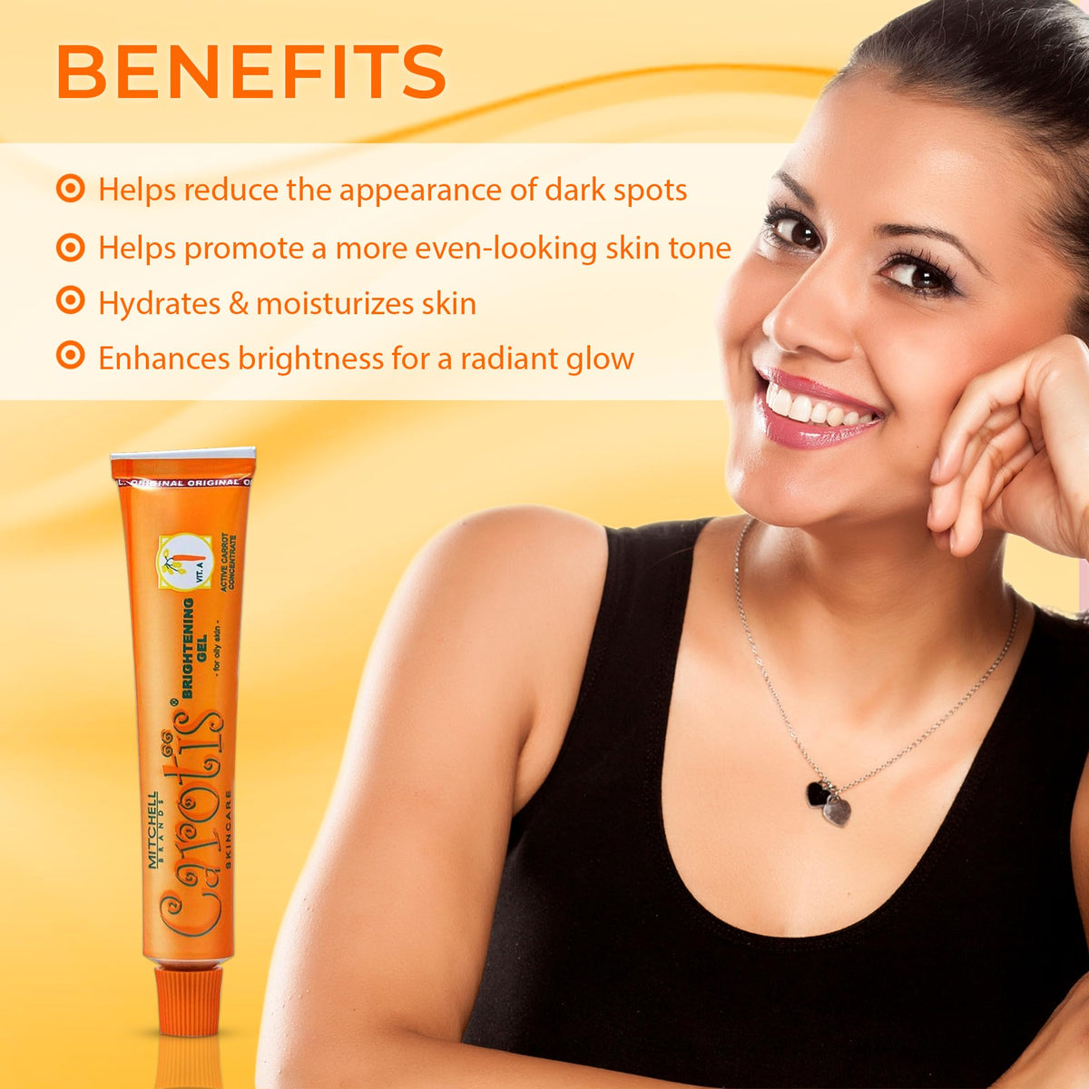 CAROTÏS Brightening Gel | 30g / 1 fl oz | Fade Dark Spots on: Face Armpit, Body Knees, Feet, Hands, & Even Out Skin Tone | with Carrot Oil and Alpha Arbutin, For