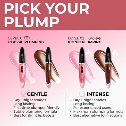 LUMINESS Hot Kiss GENTLE Lip Gloss Plumper | Hydrating Lip Plumper & Lip Booster for Fuller-Looking Lips, High Shine Lip Gloss w/Buildable Lip Stain Color, Cruelty-Free