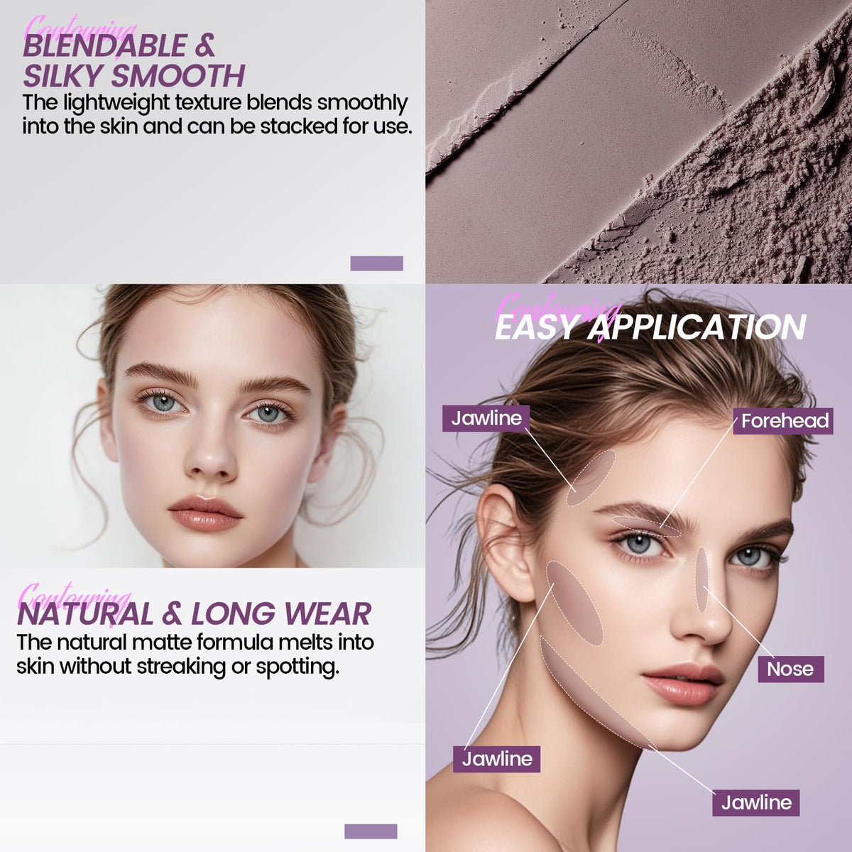 Noerrors Taupe to Mauve Cool Toned Contour Palette for Fair Pale Olive Skin