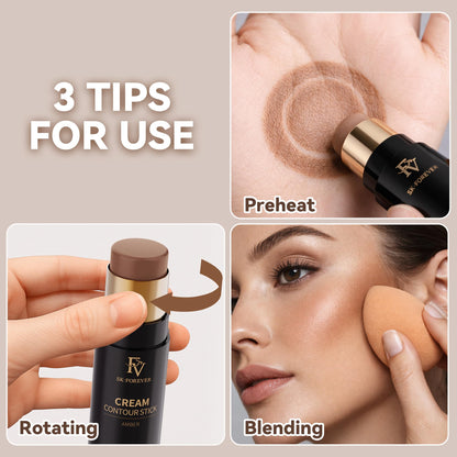 FV Cool Toned Contour Stick, Creamy & Blendable Formula, Highly Pigmented, Long-Lasting for a Natural, Waterproof Finish, Face Sculpting Makeup for Fair/Light Skin, Beginner Friendly, 01 Amber