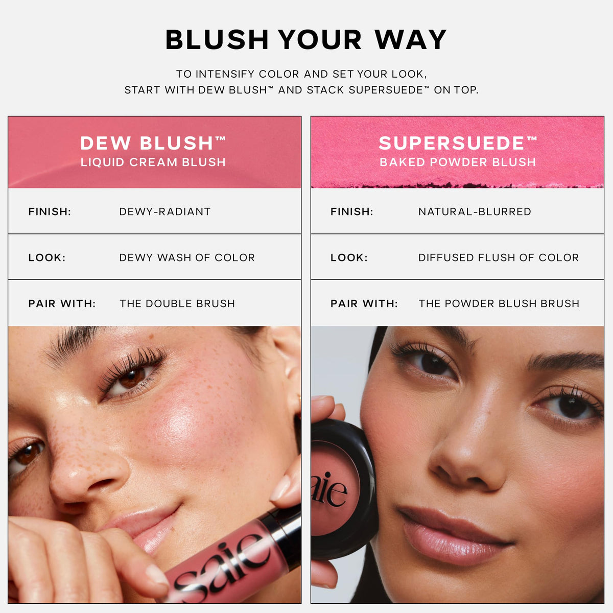 Saie SuperSuede Baked Blush Powder, Mia (0.1 oz)