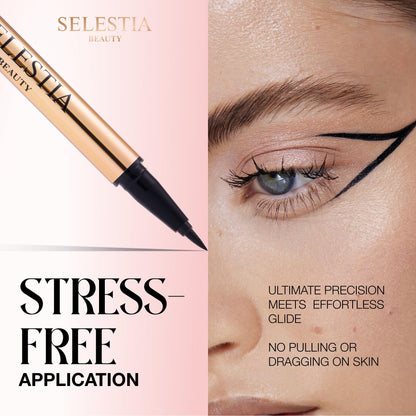 SELESTIA BEAUTY Black Liquid Eyeliner Pencil Queen Cobra – Long-Lasting – Quick-Drying, No Flaking – Thin Applicator & Intense Color – 0.016 fl.oz