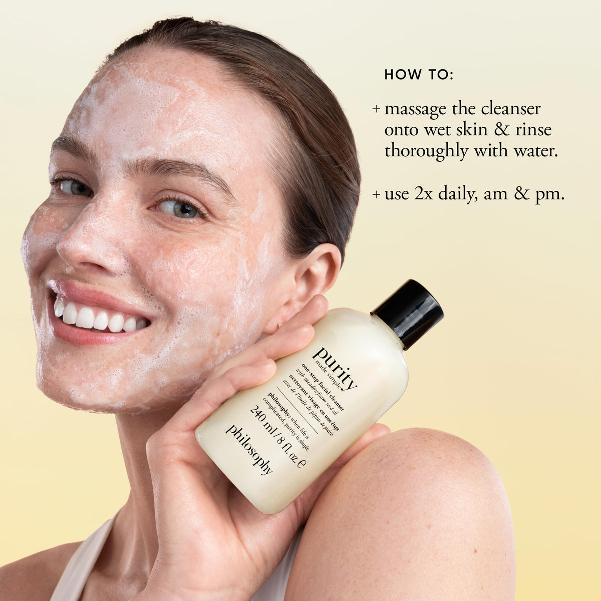 philosophy purity made simple one-step facial cleanser- with meadowfoam seed oil gently cleanses & melts away dirt, oil & stubborn makeup paraben-free face wash