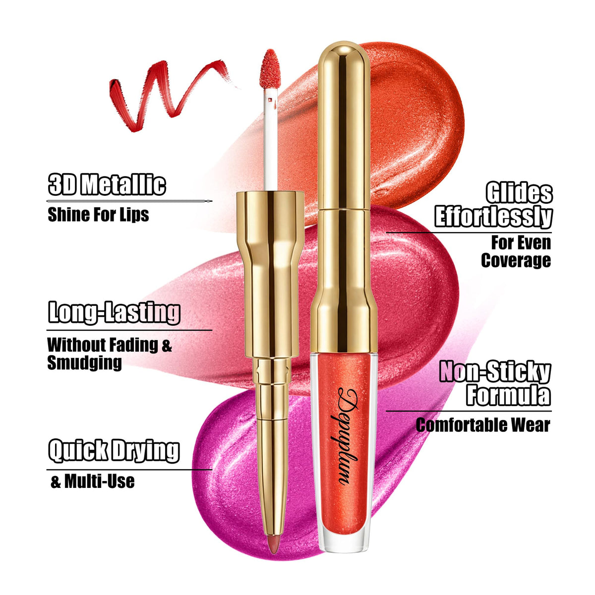 Nude Metallic Lipstick and Lip Liner Combo Glitter Lipsticks for Women