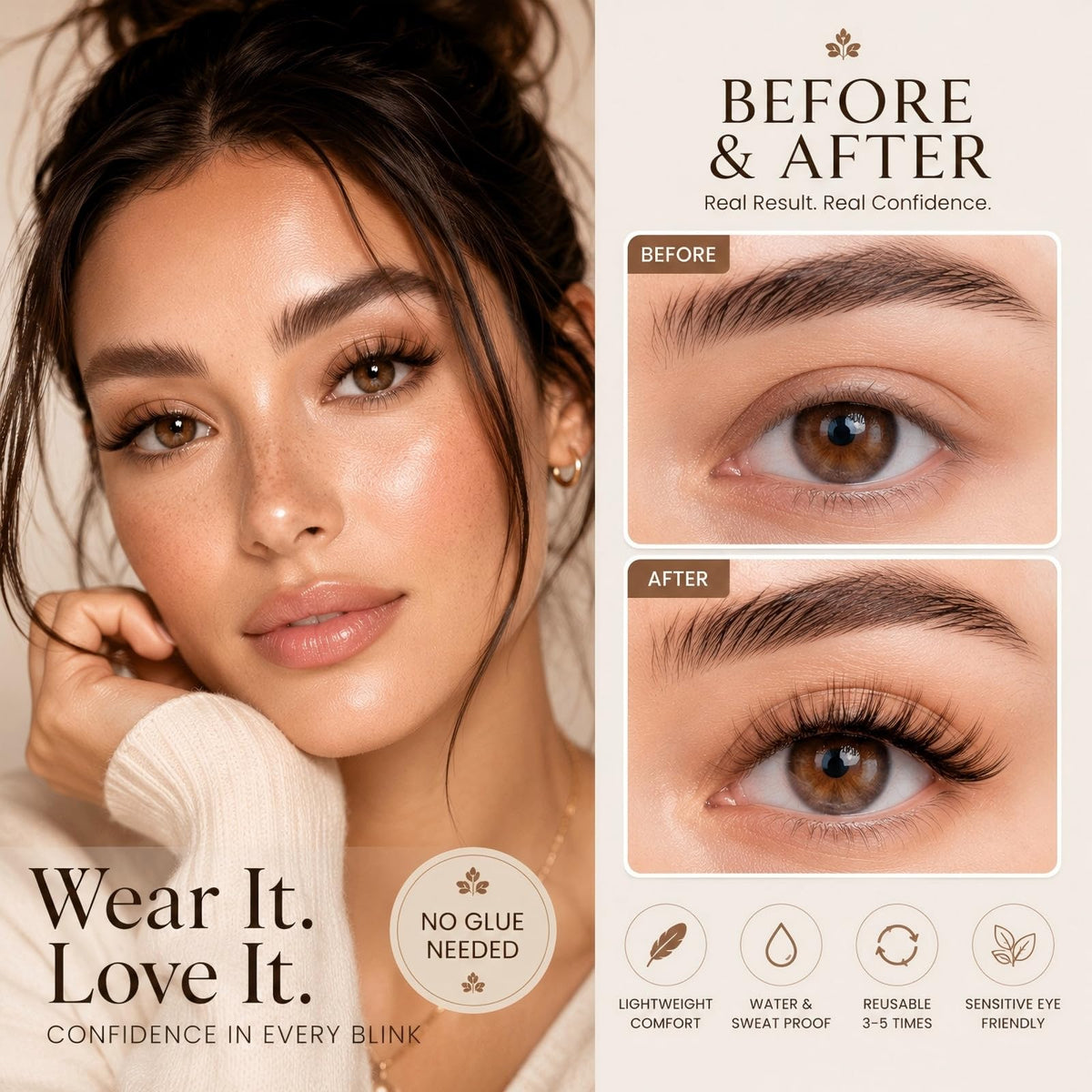 Pre Glued Wispy Lash Clusters Kit, 90 Pcs Individual Eyelash Clusters (Brown 8-16mm/C Curl) - Lash Extension Kit with Eyelashes Tweezers and Clips, Natural Fake Lashes No Glue Need, Beginners Friendly