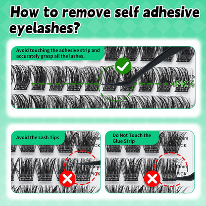 LASHSUN Self Adhesive Wispy Lash Clusters Kit, Mixed Length 8mm-16mm156pcs