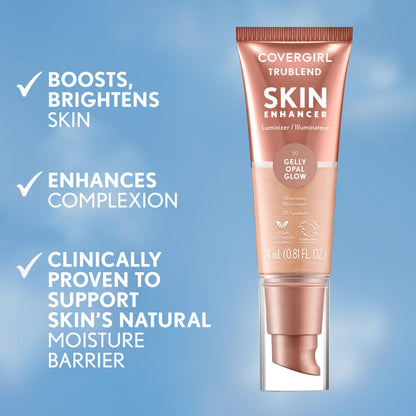 CoverGirl TruBlend Skin Enhancer, Opal Glow, Luminizer, Glowy Finish, Flexible Coverage, Clean & Vegan, Water-Based Formula, For All Skin Tones, 0.81oz
