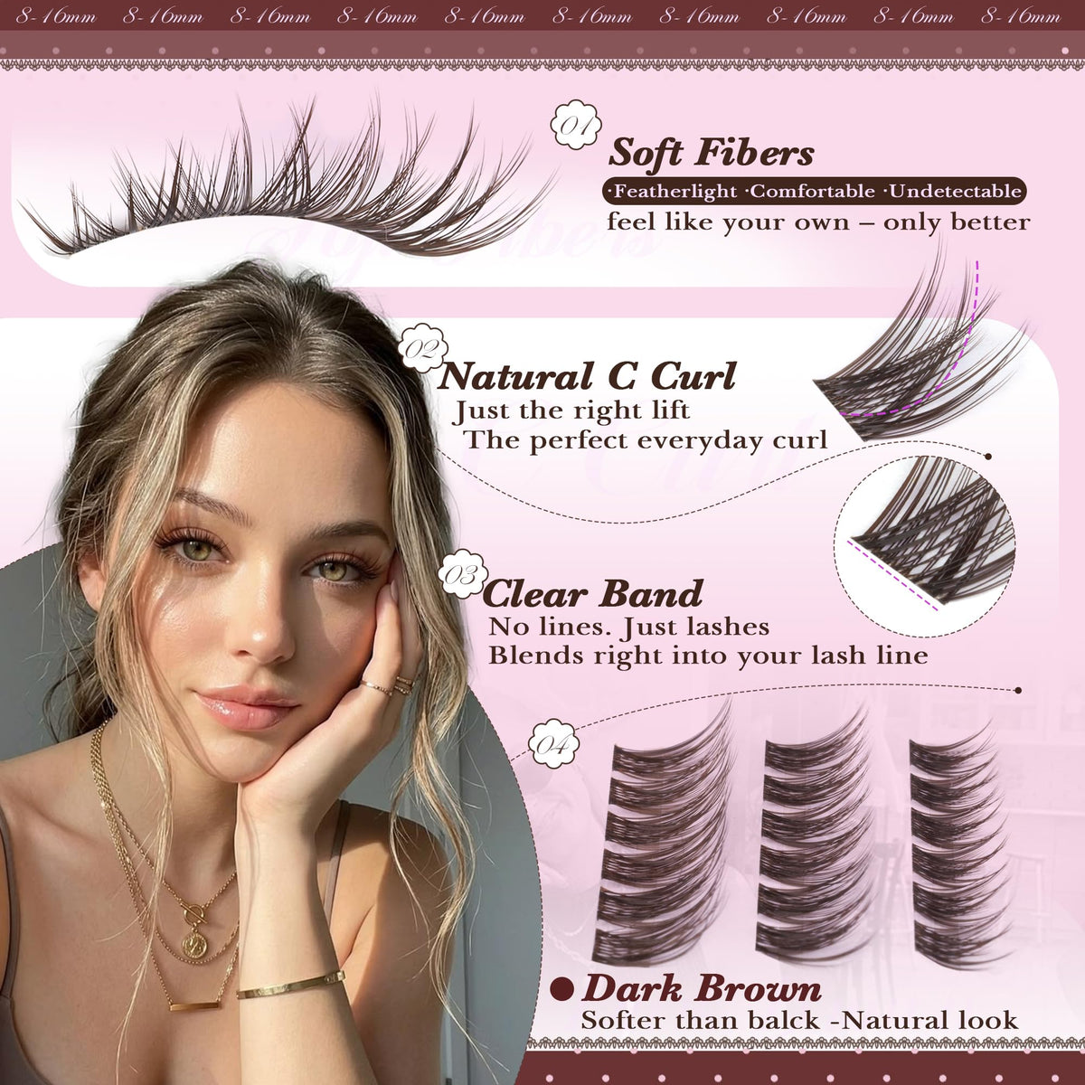 Brown Lash Clusters Natural Eyelash Clusters Dark Brown Eyelash Extensions