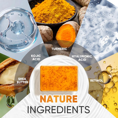 OAKDOLCHE 3Pcs 60g Turmeric Kojic Acid Soap Bars for Face, Body & Underarms