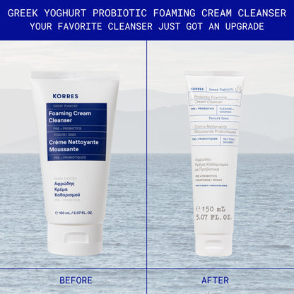 KORRES Greek Yoghurt Foaming Cream Cleanser, Deep Skin Cleansing 5.07 Fl Oz