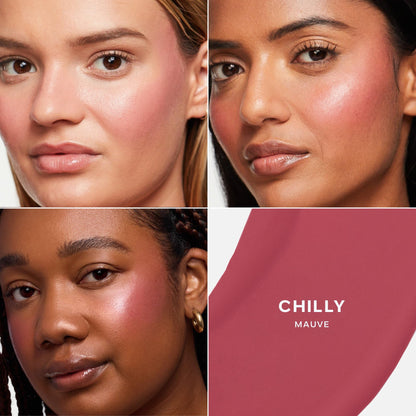 Saie Dew Liquid Blush for Cheeks - Hydrating Cream Blush Stick with a Blendable + Buildable Formula - Skincare Infused Dewy Cheek Tint for a Natural Flush - Glowy Makeup Essential - Chilly (.40 oz)