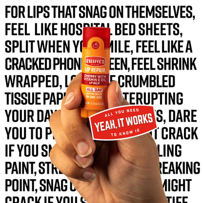 O'Keeffe's Lip Repair Balm Stick with Cherry & Vitamin E Oil, 3-Pack