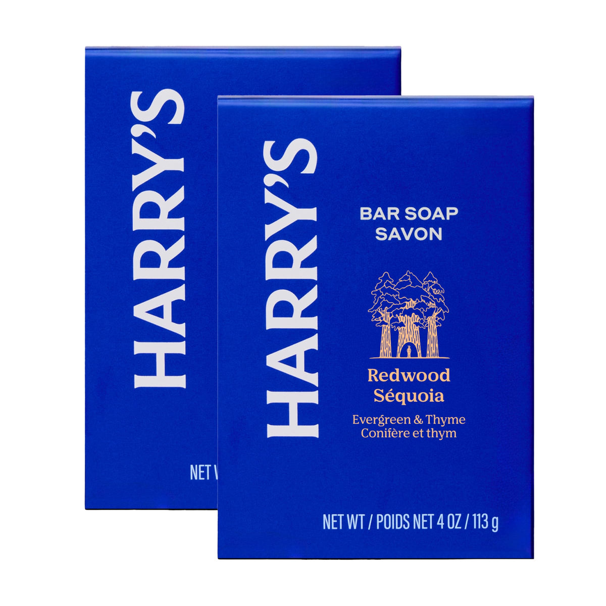 Harry's Bar Soap for Men - Redwood Scent - 4 oz Body Soap Bars (2 Pack)