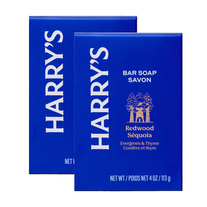 Harry's Bar Soap for Men - Redwood Scent - 4 oz Body Soap Bars (2 Pack)