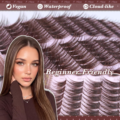 Brown Lash Clusters Natural Eyelash Clusters Dark Brown Eyelash Extensions