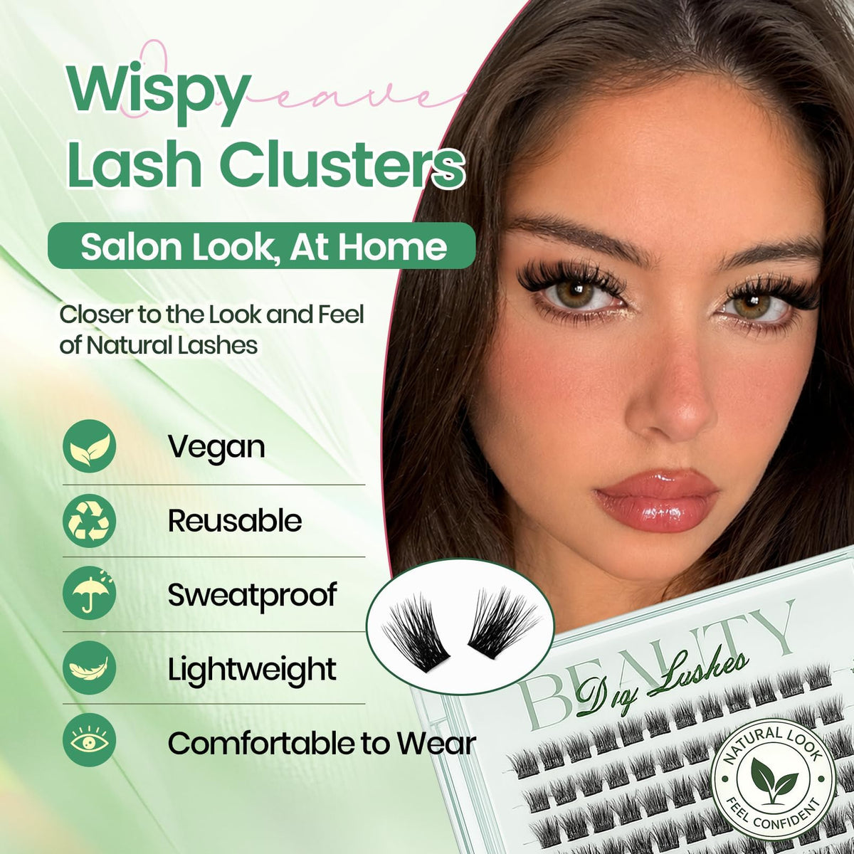 Onweave Lash Clusters Kit, Wispy Cluster Lashes 8-16mm, Soft Thin Band Individual Eyelash Extensions with Bond Seal Remover & Tweezers, Natural Volume DIY Lash Extension Enchantress Kit
