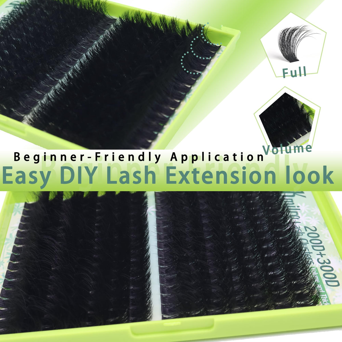 Kmilro Lash Clusters 200D+300D Eyelash Clusters 12-20mm Thick Volume Lash Extensions Wispy Individual Cluster Lashes DIY Eyelash Extensions Dramatic Full Look Salon Style False Eyelashes