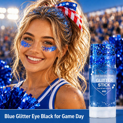 Go Ho Blue Glitter Stick, Sparkly Hair Face Body Shimmer for Women Kids