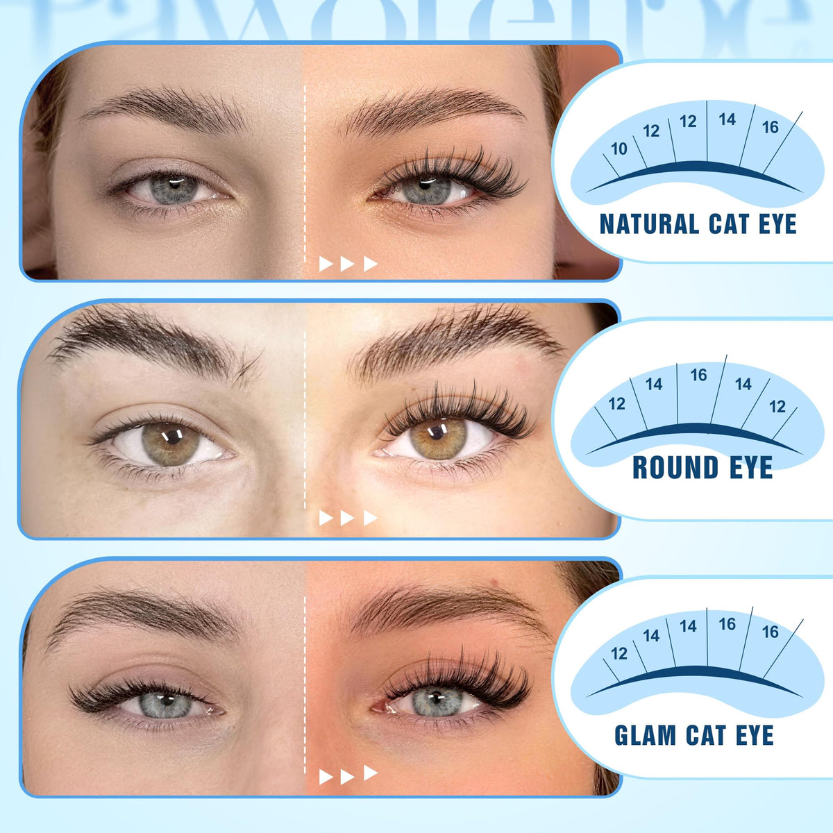 Pawotence Natural Lash Clusters Wispy Eyelash Clusters D-Curly Clear Band Lashes Clusters Eyelash Extensions, 10-16mm Ultra Thin Soft Band Eyelashes Clusters DIY Lash Extension