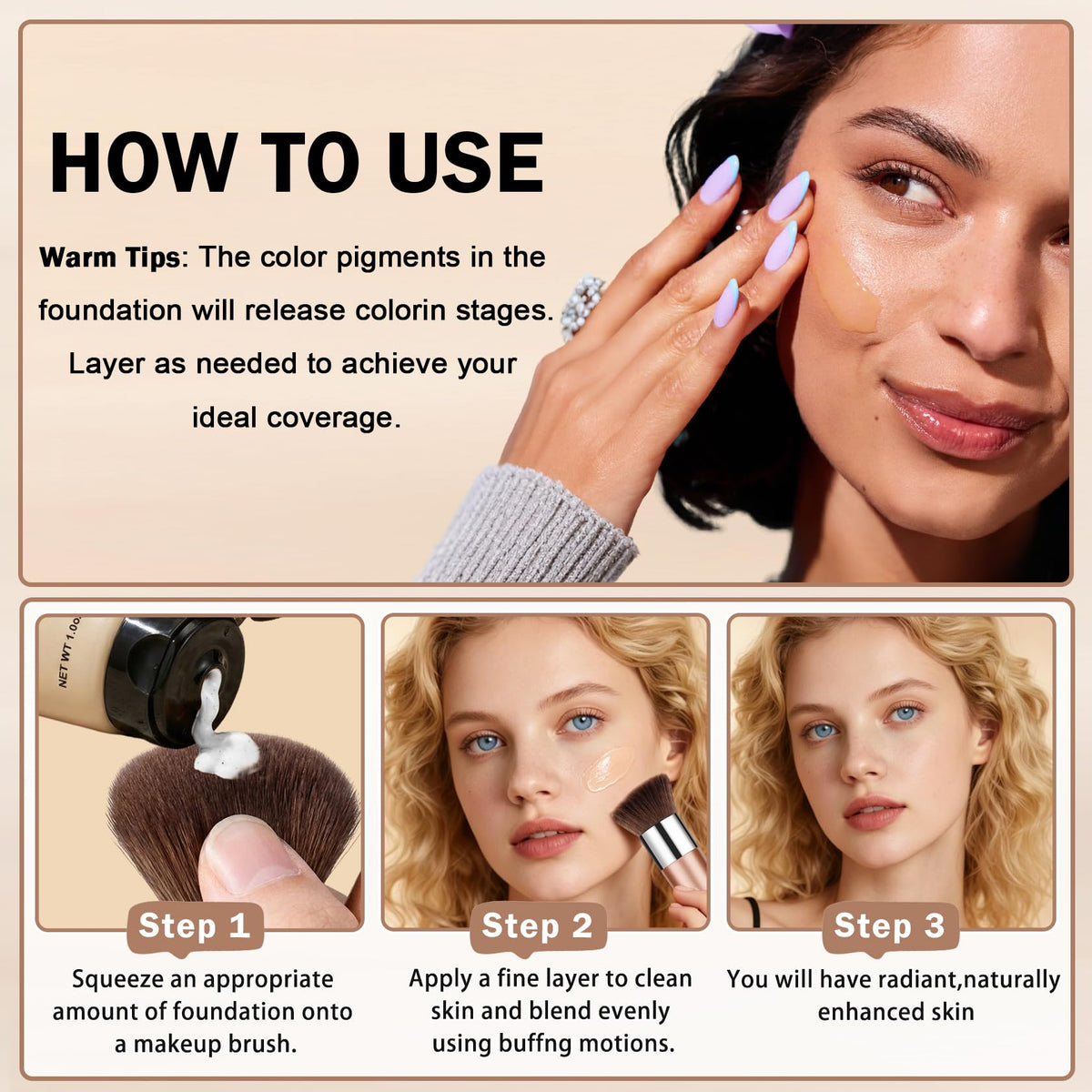 UAOE Color Changing Foundation for Mature Skin,1.01 FL.OZ,02 Medium