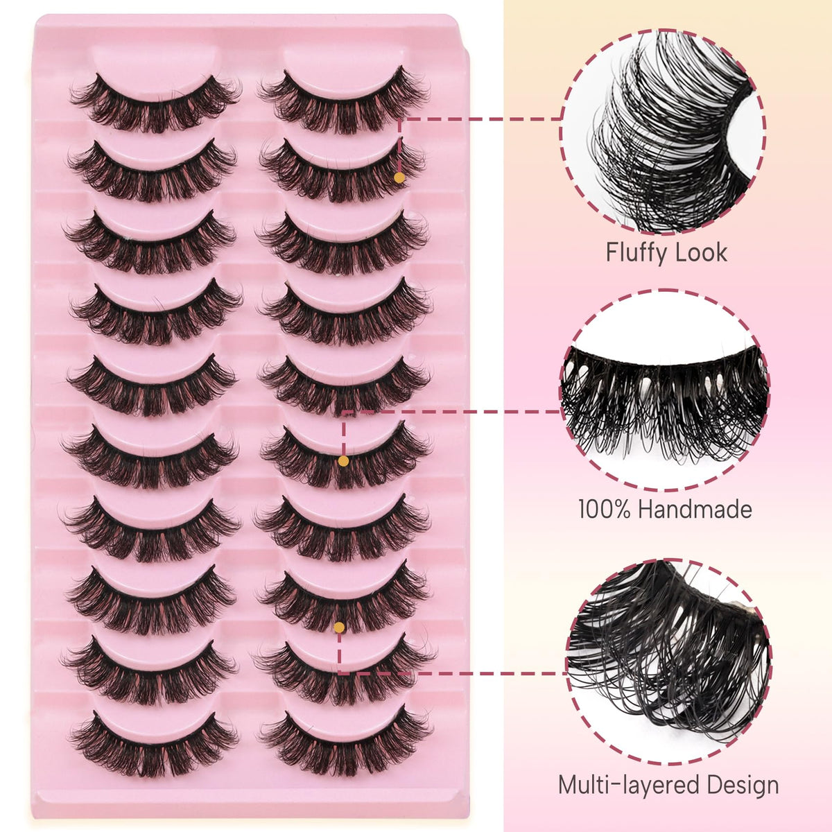 Ahrikiss Lashes Russian Strip Lashes Fluffy False Eyelashes D Curl (D03)