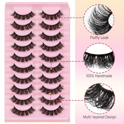 Ahrikiss Lashes Russian Strip Lashes Fluffy False Eyelashes D Curl (D03)