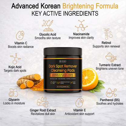 Dark Spot Remover Cleansing Pads with Kojic Acid & Turmeric for Face & Body