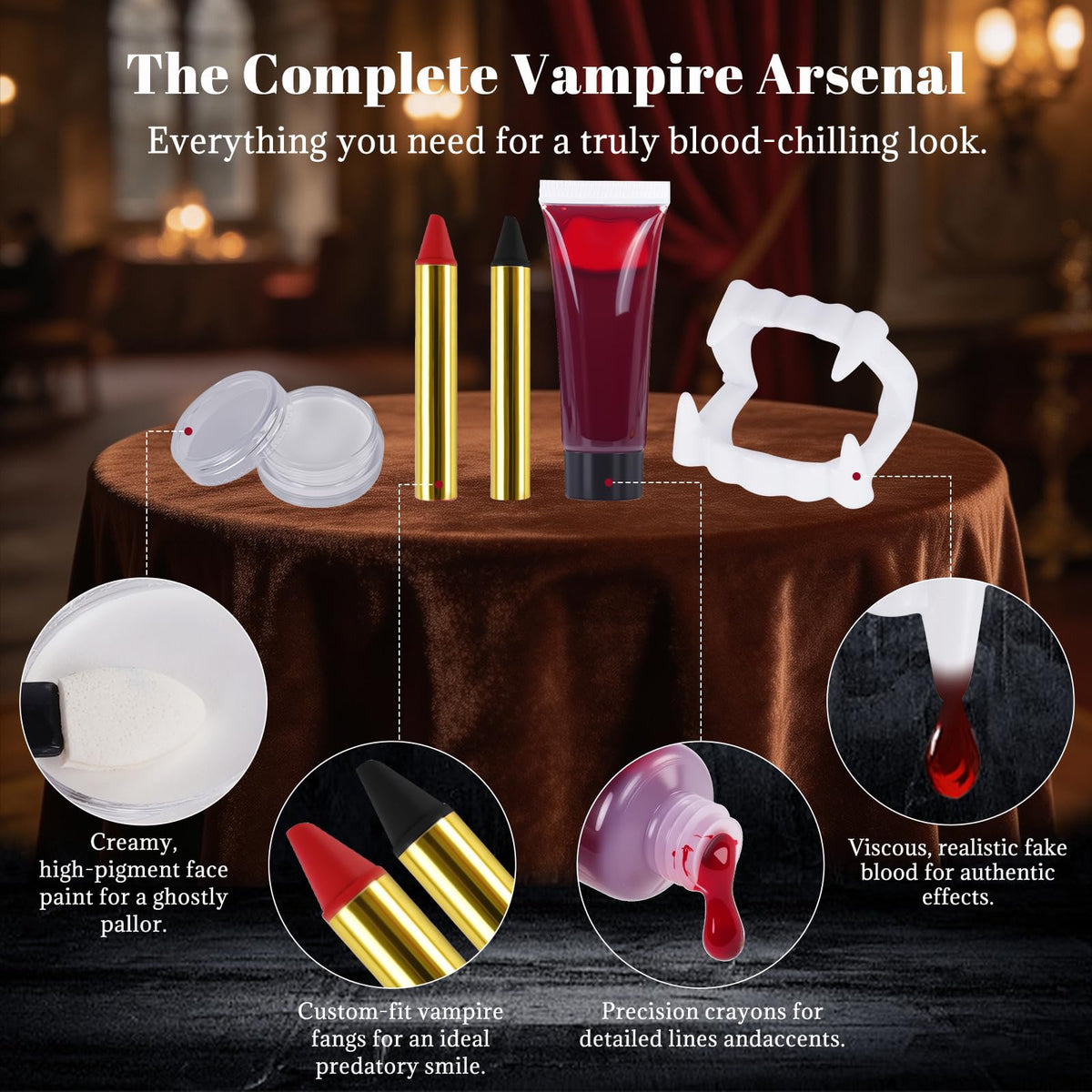 Halloween Vampire Makeup Kit,SFX Makeup Set for Special Effects Makeup