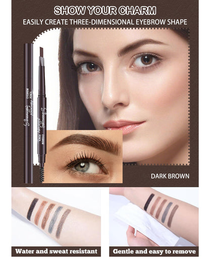 Berinist 6 Pack Dark Brown Waterproof Eyebrow Pencils for Women