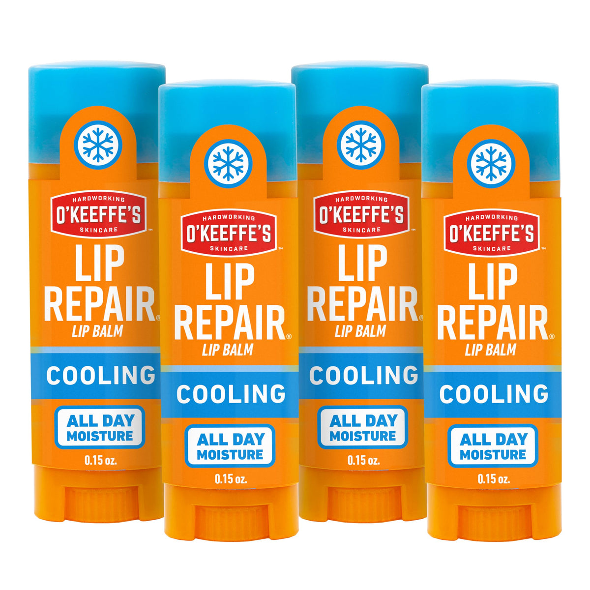 O'Keeffe's Lip Repair Lip Balm With Cooling Relief for Dry, Cracked Lips - Stick (4 Pack) - Moisturizer for Very Dry Lips