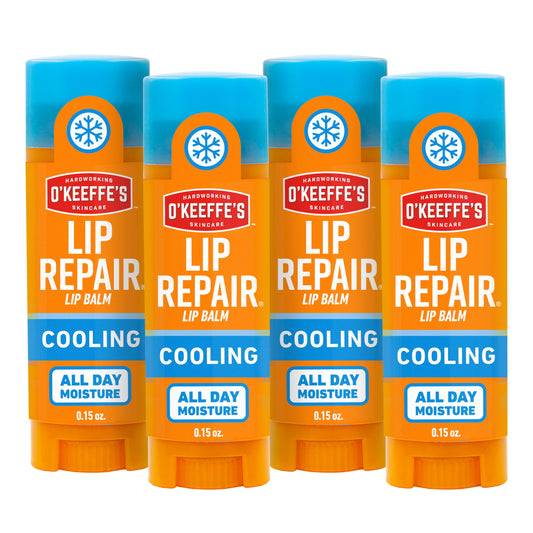 O'Keeffe's Lip Repair Lip Balm With Cooling Relief for Dry, Cracked Lips - Stick (4 Pack) - Moisturizer for Very Dry Lips
