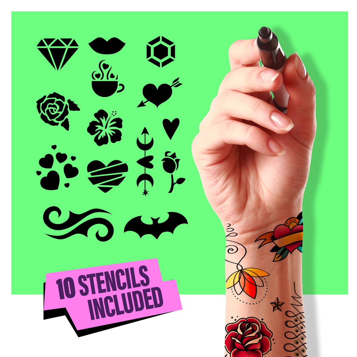 Temporary Tattoos Markers - Henna Body Tattoo Kit for Girls & Adults