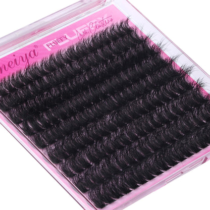 Geeneiya Full Lash Clusters D Curvature Eyelash Clusters Thick Cluster Eyelash Extensions Wispy Individual Lashes Extensions Waterproof Lashes DIY at Home for Beginners with Lash Map