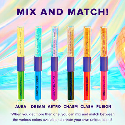 UNICORN SNOT Quiet Riot Glitter Lip Duo | 2-in-1 Set: Matte Lipstick & Plastic-Free Glitter | 0.15oz Black Lipstick & 0.16oz Gloss, Chasm